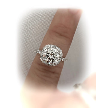 3.00 Ct Cushion Shaped Halo with Brilliant Cut Round Diamond Engagement Ring VS1 *** By Chelsea Leigh and Company