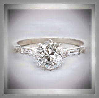 1.50 Carat Edwardian Antique Style Platinum Diamond Engagement Ring