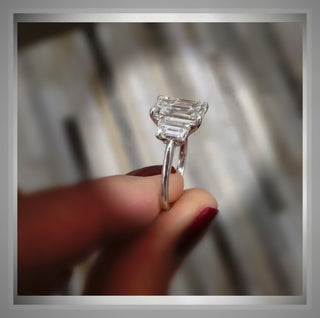 On Sale *** 2.80 Ct Emerald Cut Diamond Ring W/ Trapezoids VVS2 *** By Chelsea Leigh and Company