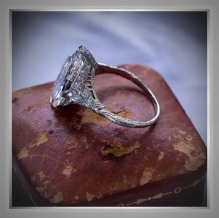 On Sale***3.51 Ct Pear cut Diamond Edwardian Style Engagement Ring Platinum *** By Chelsea Leigh and Company