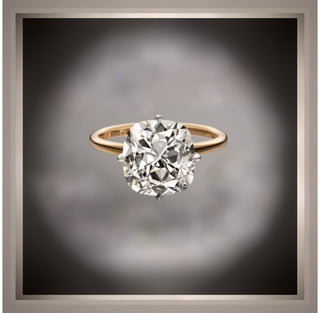 On SALE**Quick SHIP***3.15 Ct Cushion Cut Diamond Solitaire Compass set Engagement Ring VS1 F 14K & Platinum**By Chelsea Leigh and Company