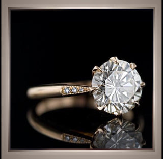 On SALE***2.10 Ct Edwardian Antique Style Diamond Engagement Ring 14K Yellow Gold *** By Chelsea Leigh and Company