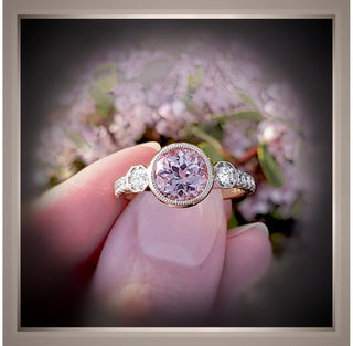 1.38 Ct Pink Diamond Bezel Set Antique Style Ring VS1 *** By Chelsea Leigh and Company