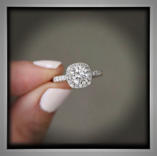 QuickShip***ON SALE***1.60 Ct Cushion Shaped Halo with Brilliant Cut Round Diamond Engagement Ring VS1 E