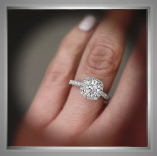 QuickShip***ON SALE***1.60 Ct Cushion Shaped Halo with Brilliant Cut Round Diamond Engagement Ring VS1 E