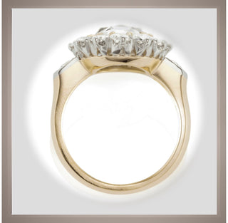 3.50 Ct. Antique Style Rose Cut Edwardian / Belle Époque Gold and Platinum Ring VS1 F