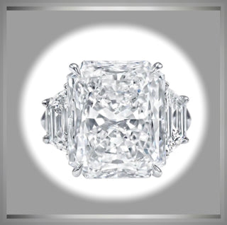 On SALE***6.20 Ct Radiant Cut Diamond Engagement Ring with Trapezoids**SAVE 14,970 ***By Chelsea Leigh and Company