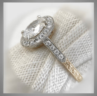 On Sale***Victorian Era Style 2.45 Carat Oval Cut Diamond Engagement Ring *** By Chelsea Leigh and Company