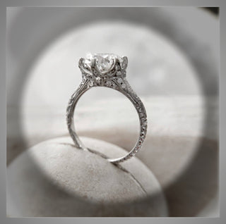 Wedding Bands Edwardian Antique Style Diamond BLOOMINGTON STYLE, CIRCA 1900 Engagement Ring VS1 *** By Chelsea Leigh and Company