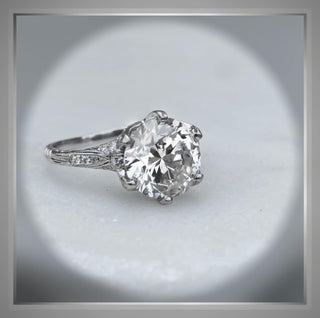 3.55 Ct Edwardian Antique Style Platinum Diamond BLOOMINGTON STYLE,CIRCA 1900 Engagement Ring *** By Chelsea Leigh and Company