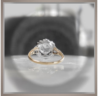 On SALE ***1.75 Ct. Antique Style Rose Cut Edwardian / Belle Époque Gold and Platinum Ring *** By Chelsea Leigh and Company