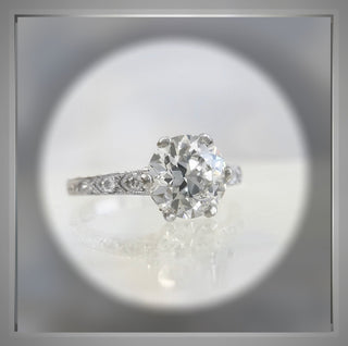 Circa 1920 Style Platinum Engagement Ring set with a 2.04 Ct European Cut Round Diamond VS2