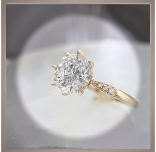 On SALE***2.10 Ct Edwardian Antique Style Diamond Engagement Ring 14K Yellow Gold *** By Chelsea Leigh and Company