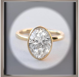 3.00 Ct. Bezel Set Oval Diamond Engagement Ring VS1 14K ***By Chelsea Leigh & Company