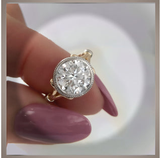 Sale*** Quick Ship*** 2.00 Ct. Bezel Set Round Diamond Engagement Ring 14KYG & Platinum *** By Chelsea Leigh and Company