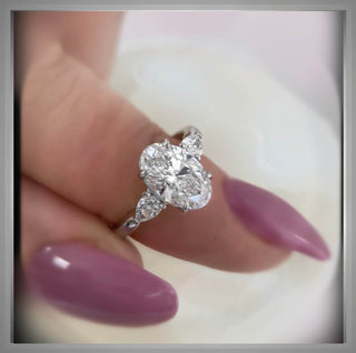 1.70 Carat Three Stone Oval Diamond Engagement Ring With Pear Diamond side Diamonds VS1 E *** By Chelsea Leigh and Company