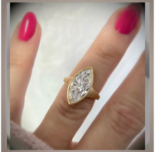 4.00 Ct Marquise Cut Diamond Bezel Set Solitaire Engagement Ring VS1 *IGI Certified *** By Chelsea Leigh and Company