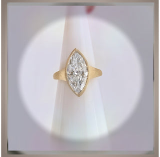 4.00 Ct Marquise Cut Diamond Bezel Set Solitaire Engagement Ring VS1 *IGI Certified *** By Chelsea Leigh and Company