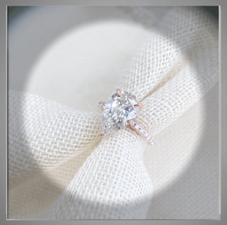 3.50 Carat Pear Diamond Solitaire Engagement Ring Rose Gold VS1 *IGI Certified 5 prong***By Chelsea Leigh and Company