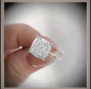 4.00 Ct Cushion Cut Diamond Solitaire Engagement Ring VS1 14K & Platinum