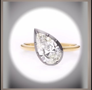 New *** 3 Ct Brilliant Cut Pear Diamond Button Back Solitaire Engagement Ring VS1 *** By Chelsea Leigh and Company