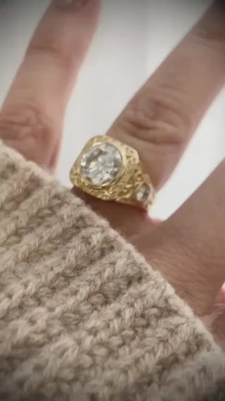 3.50 Ct  Brilliant Cut Round Diamond  Ring  *** Signet Ring*** By Chelsea Leigh and Company