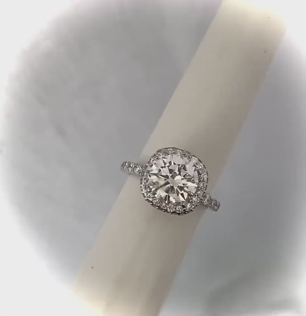 3.00 Ct Cushion Shaped Halo with Brilliant Cut Round Diamond Engagement Ring VS1  *** By Chelsea Leigh and Company