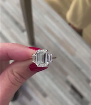 On Sale ***4.50 Ct Emerald Cut Diamond Ring W/ Trapezoids  VS1