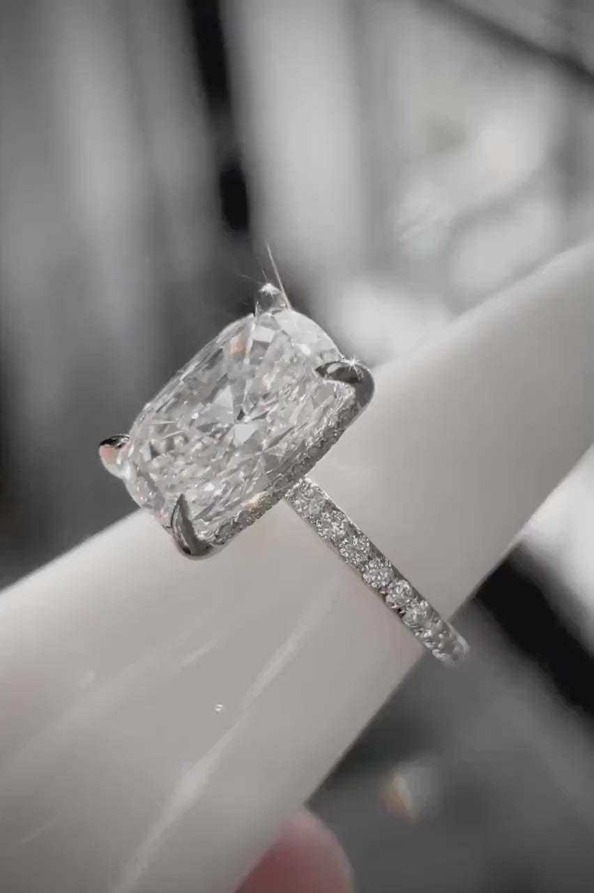 5 carat Ct Elongated Cushion Cut Diamond Solitaire Engagement Ring     IGI Certified*** By Chelsea Leigh and Company