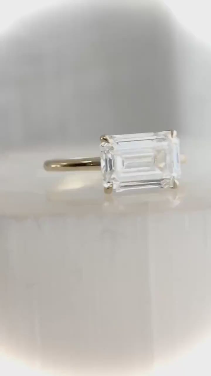 On SALE**Quick Ship *** 3.19 Ct Emerald Cut Diamond EAST WEST Solitaire  VS1 *** By Chelsea Leigh and Company