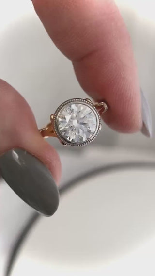 Sale*** Quick Ship*** 2.00 Ct. Bezel Set Round Diamond Engagement Ring 14KYG & Platinum *** By Chelsea Leigh and Company