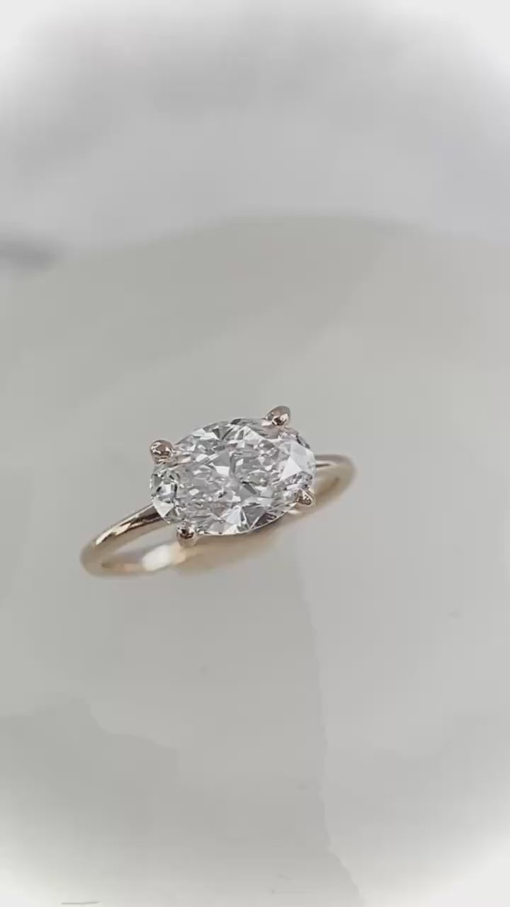 On SALE *** 2.00  Ct Oval  Cut Diamond EAST WEST Solitaire  Engagement Ring VS2 F  *** By Chelsea Leigh and Company