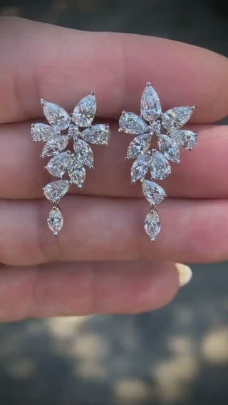 6.50 Carat Diamond Cluster Dangle Drop Earrings  Platinum Wedding / Bridal Earrings Special Occasion Earrings by Chelsea Leigh & Company