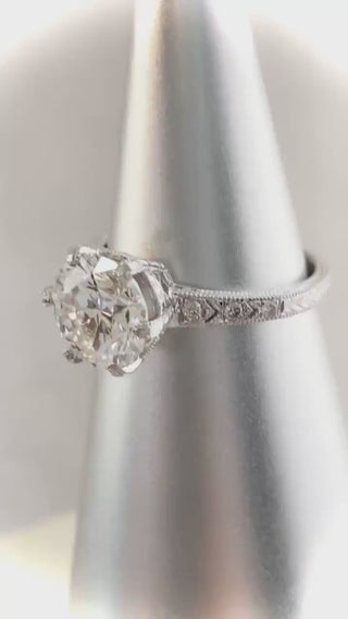 Circa 1920 Style Platinum Engagement Ring with 2.50 Ct Brilliant Cut Round Diamond *** By Chelsea Leigh and Company